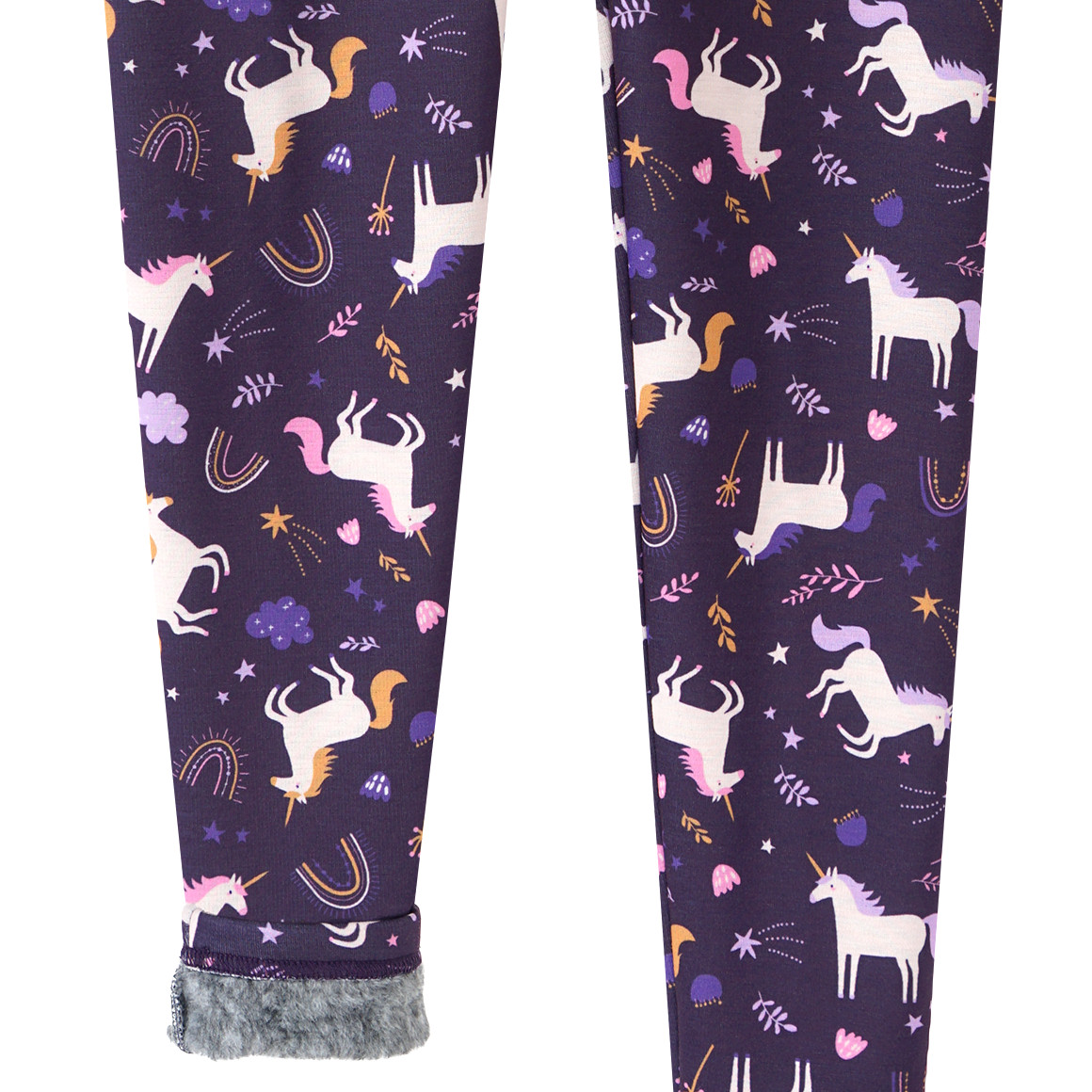 Yigga Mädchen Thermo-Leggings mit Einhorn-Print dunkellila