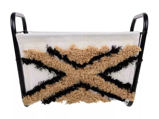 Panier de rangement en métal et tissu 31x18x17/23