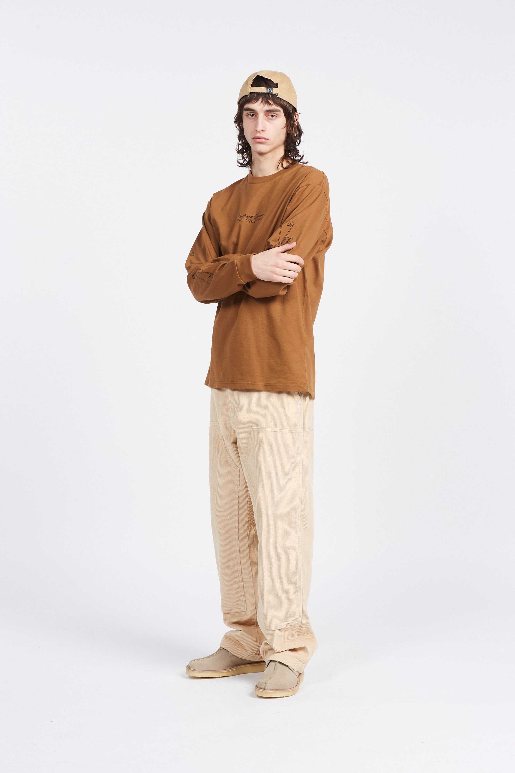 CARHARTT WIP T-shirt L/S Safety Pin T-Shirt Marron