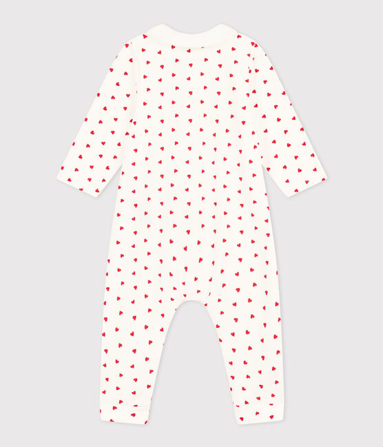 Combinaison longue en molleton imprimé petits cœurs bébé