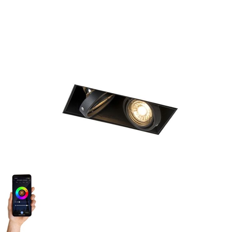Smart inbouwspot zwart incl. 2 Wifi GU10 trimless - Oneon 2