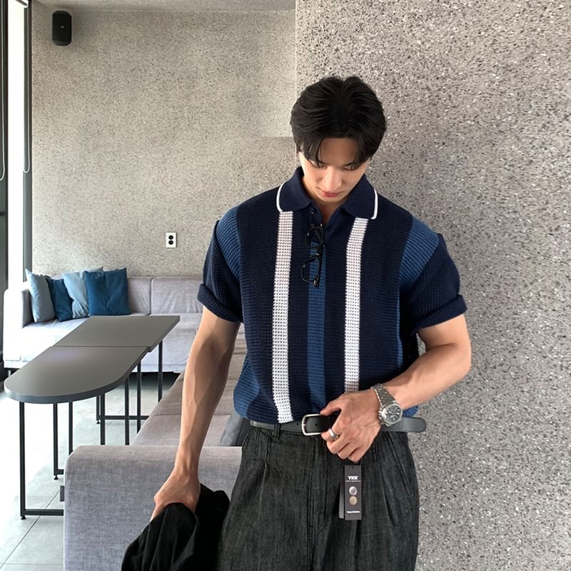 GRAYCIOUS - Poloshirt met kleurblokken en elleboogmouwen