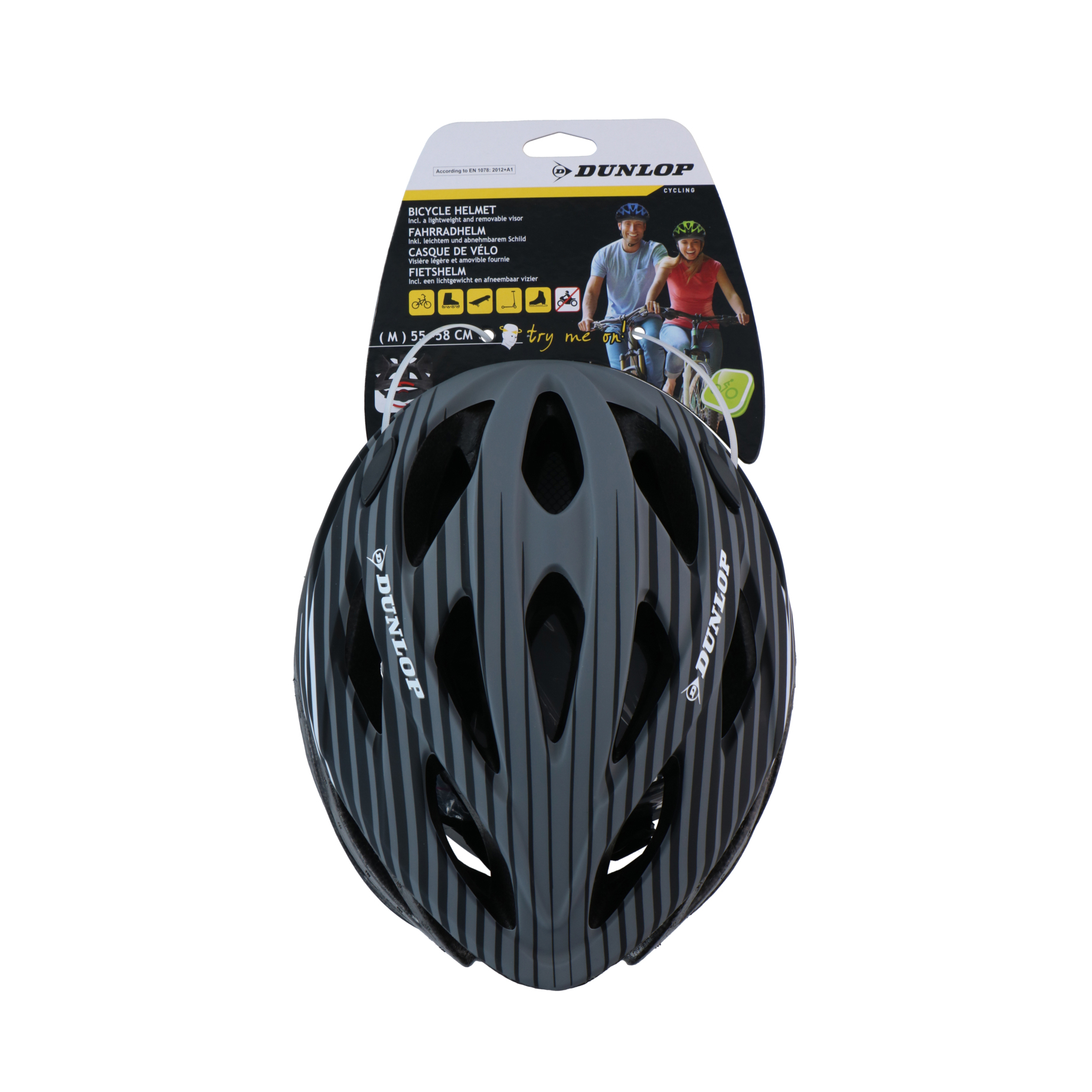 Velohelm DUNLOP 53 - 55 cm schwarz