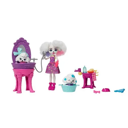 Mattel Enchantimals Pudelwohl Schönheitssalon Spielset mit Farbwechsel
