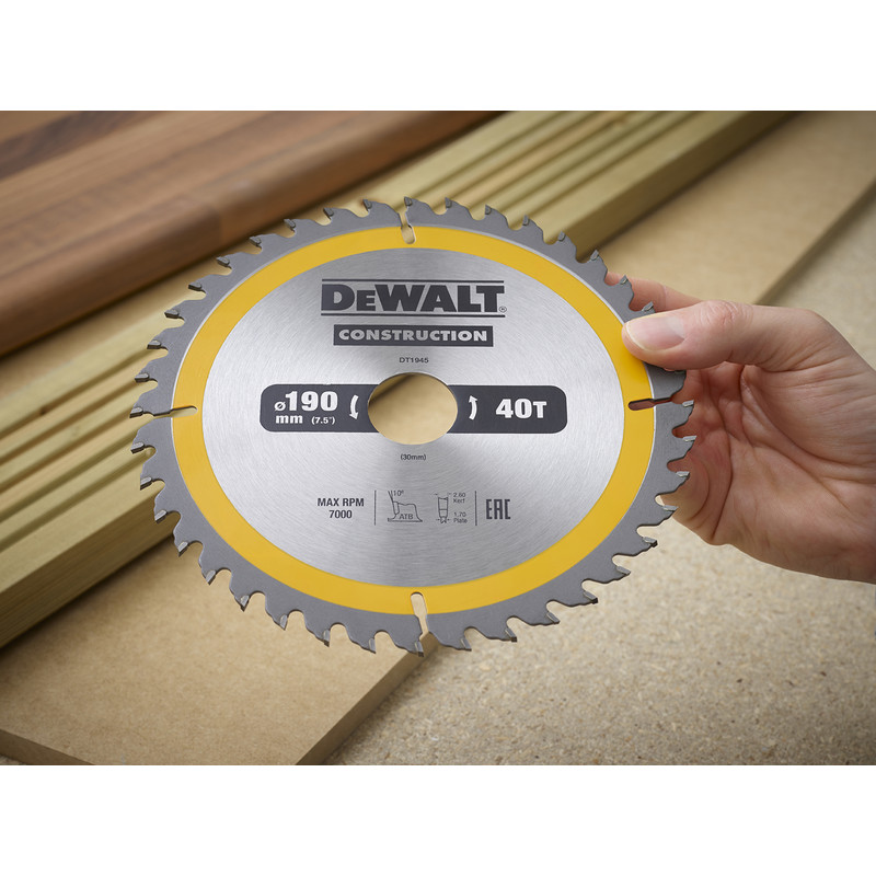 DeWALT cirkelzaagblad 190x30x2,6mm 40T DT1945-QZ