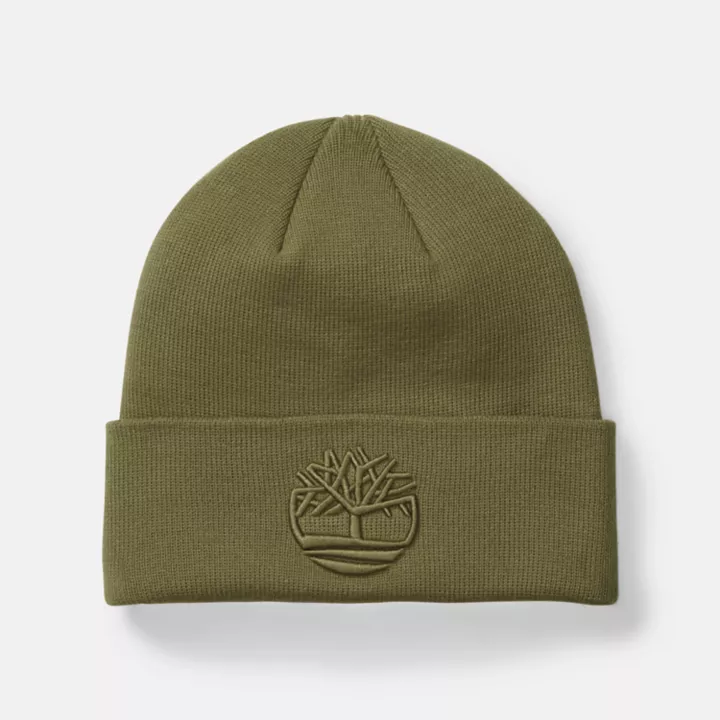 Bonnet avec broderie en 3D ton sur ton pour homme en vert foncé