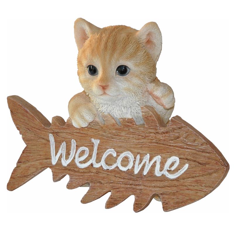 Dazikemo Gartenfigur Dekofigur Katze Willkommen