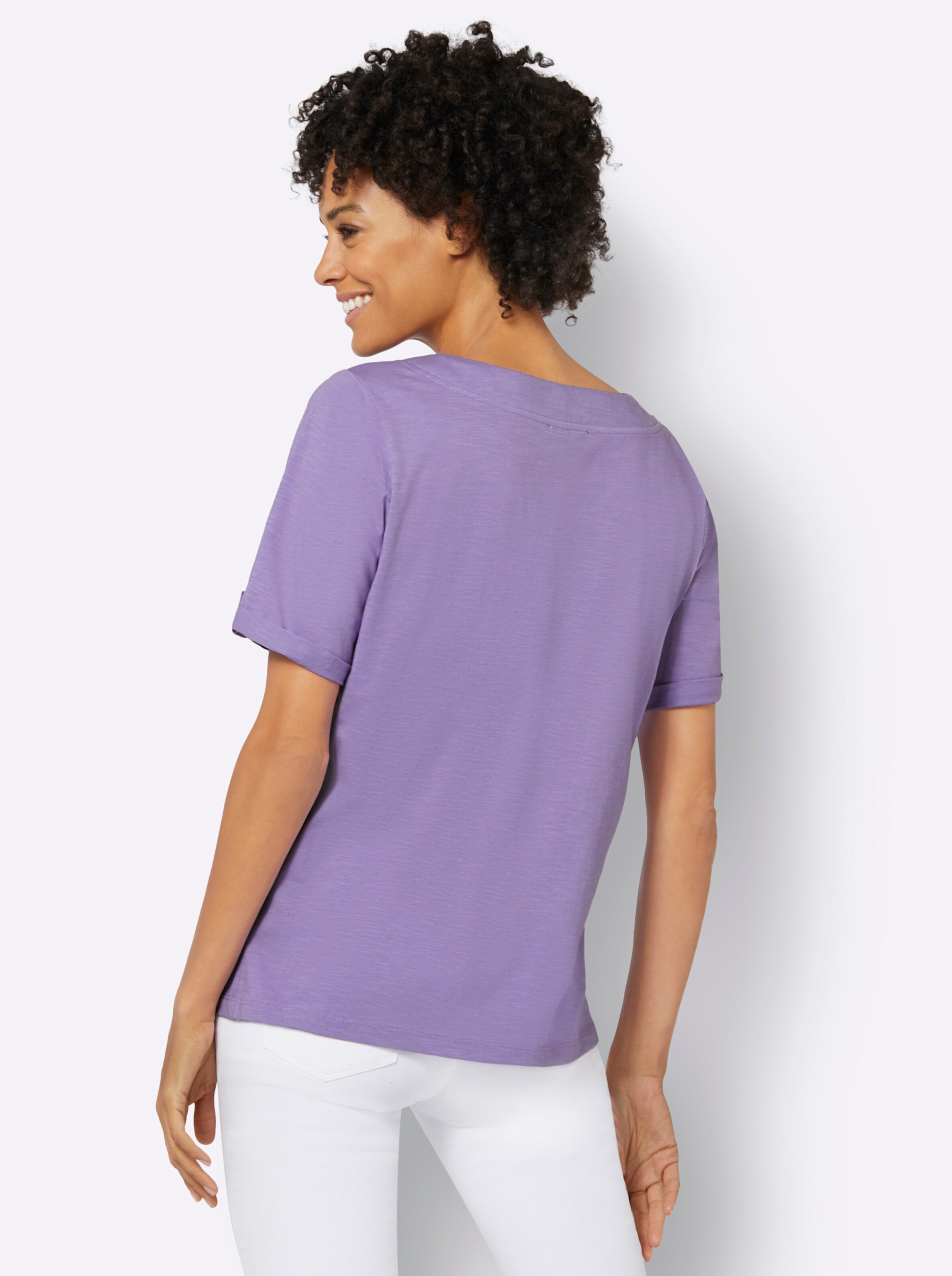 Shirt in lavendel-ecru-bedruckt