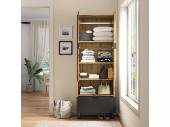 Vestiaire-1p., 1 tiroir, 1 compartiment avec étagères réglables,avec tringle à vêtements