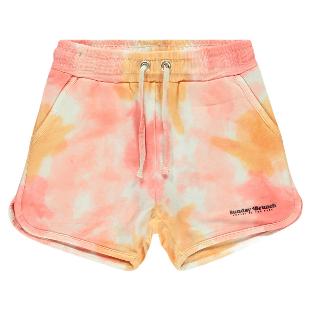Cars tie-dye short oranje/roze/wit