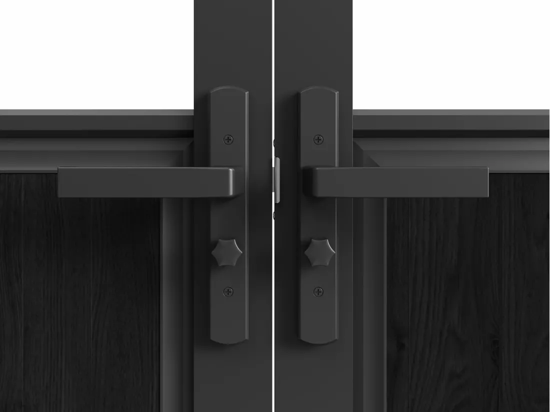 Bloc porte réversible à deux battants en aluminium et verre trempé style atelier - 2 x H204 x L93 cm - Noir - ERMELO