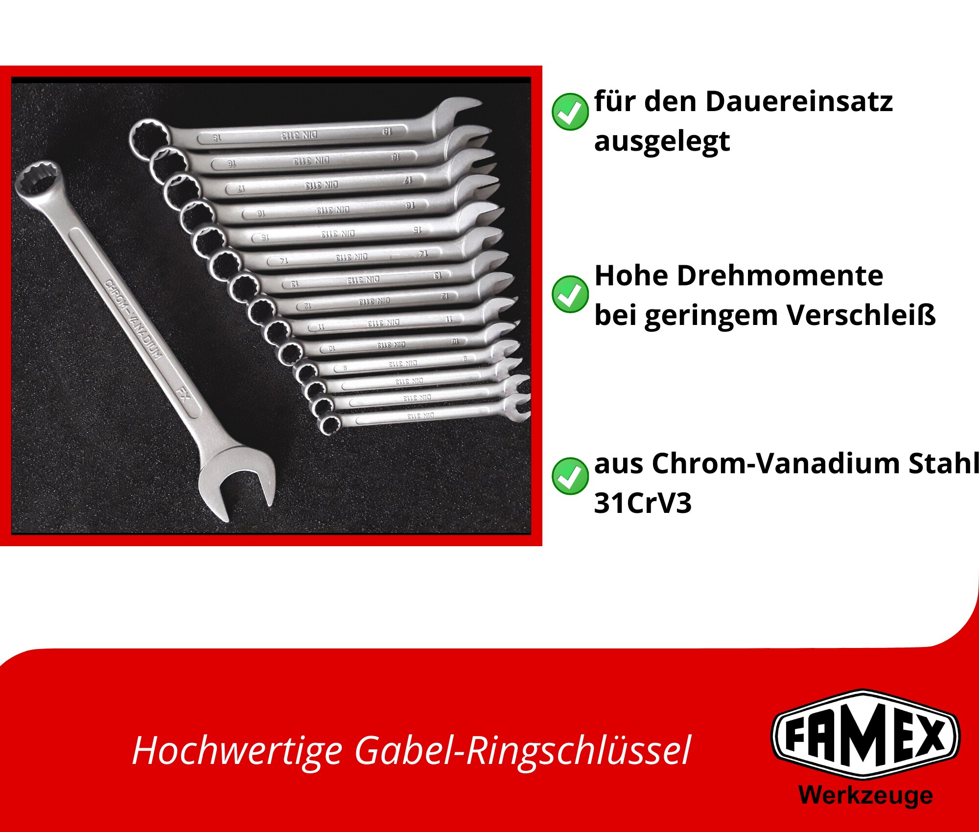 FAMEX 420-18 Profi Werkzeugkoffer mit Werkzeug Set und Steckschlüsselsatz