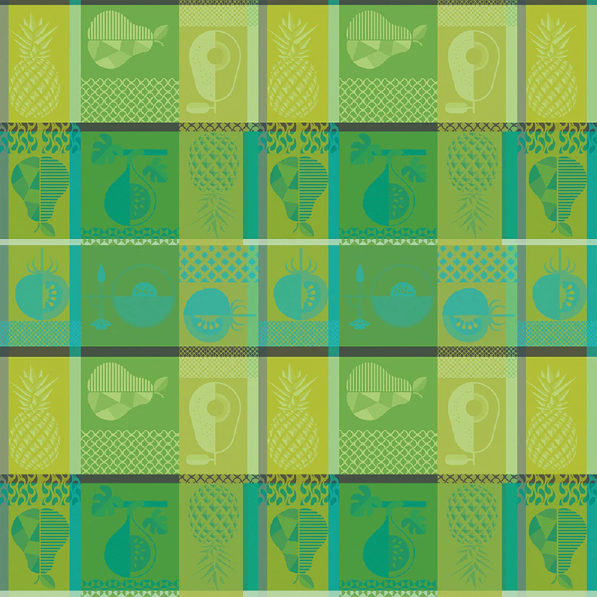 Nappe enduit imperméable pur coton vert 150X220 Garnier Thiebaut