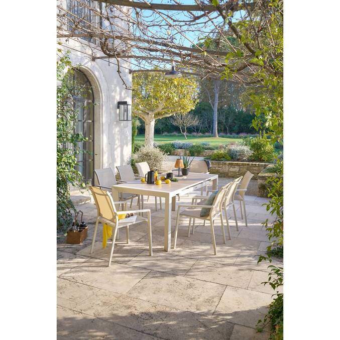 Table de jardin EVASION Effet bois Lin / Argile