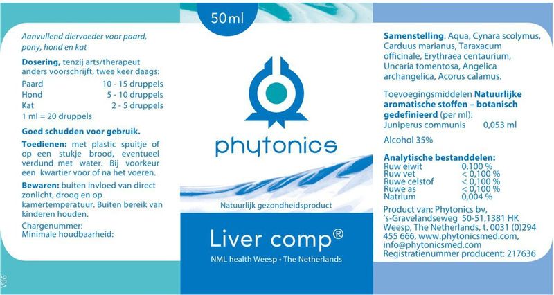 Phytonics Liver Comp - Supplement - Lever - 50 ml Hond/Kat/Paard