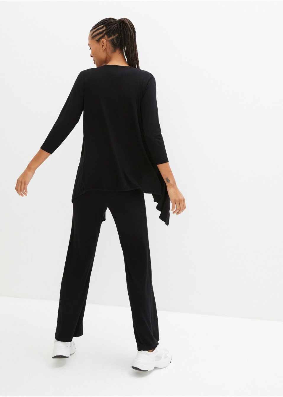 Top, gilet 3/4, pantalon (Ens. 3 pces.) avec viscose