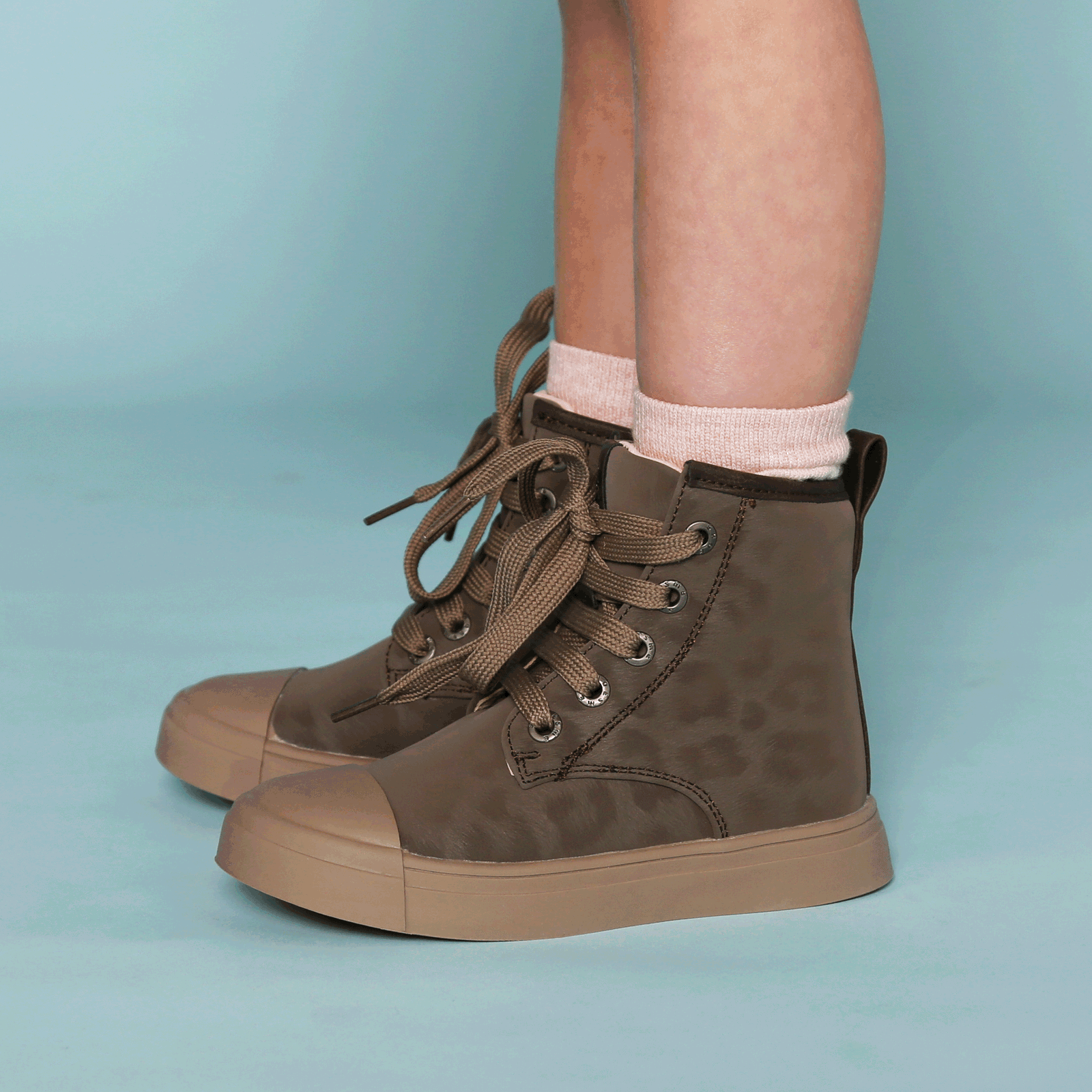 Shoesme taupe veterboot met panterprint Microfiber leer | Sale