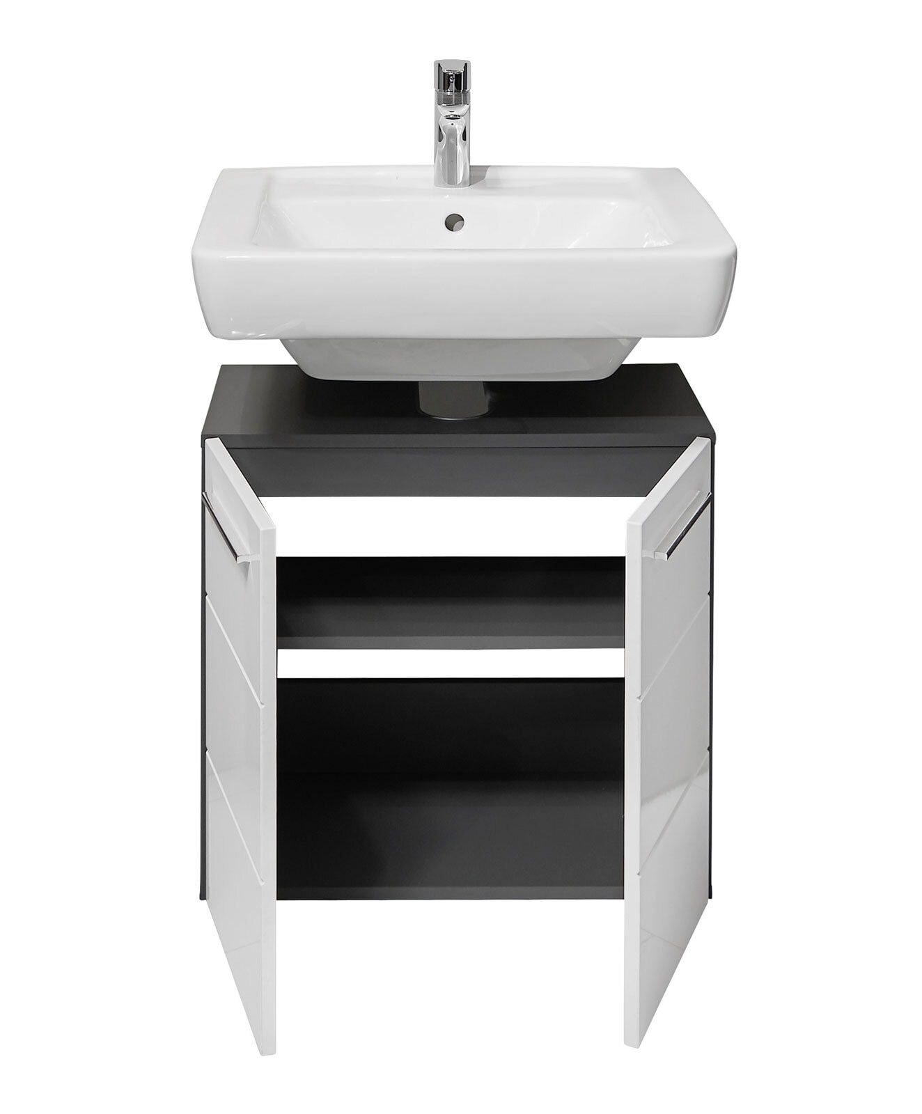 Waschbeckenunterschrank Gloss60 cm - Weiß Hochglanz