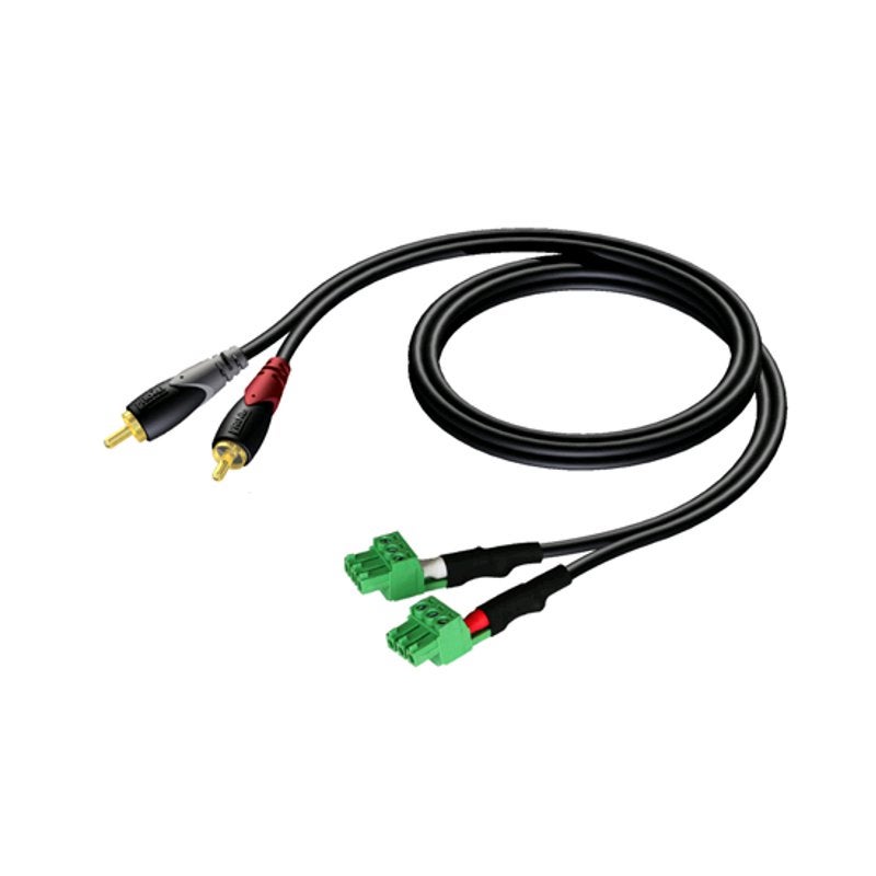 Procab CLA832 Classic 2x terminal block - 2x RCA male 1 meter