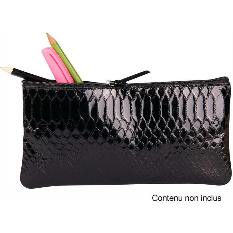 REPTILE DESIGN Trousse plate 22x11 cm, Python noir - Python noir