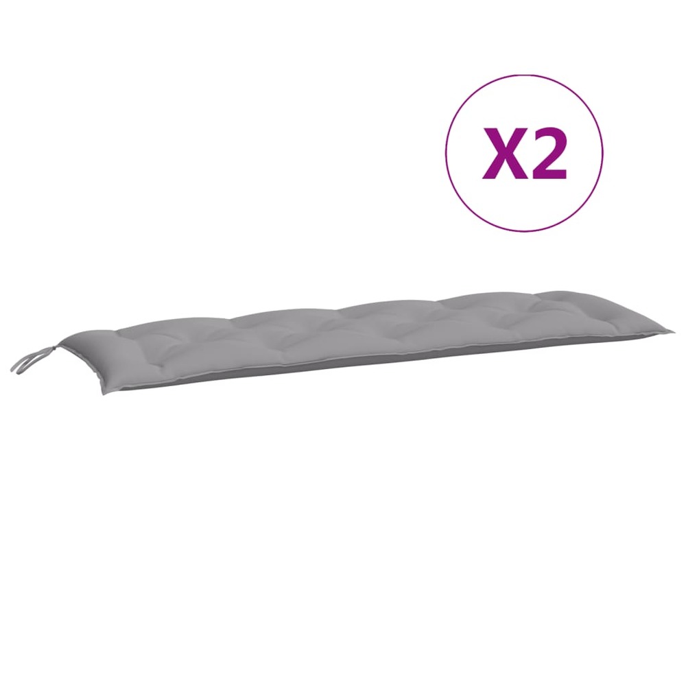 Coussins de banc de jardin 2 pcs gris 150x50x7 cm tissu oxford