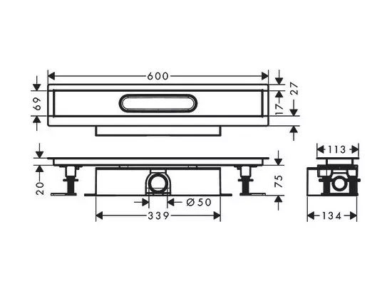 Kit d'installation caniveau de douche 60 cm installation standard HANSGROHE uBox