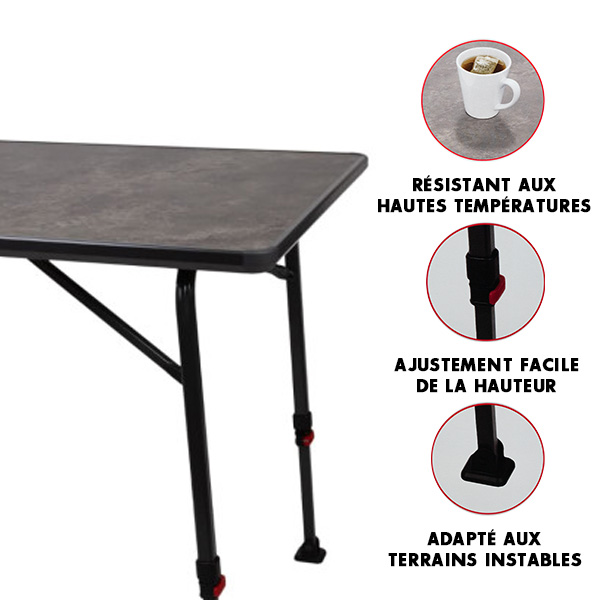 Table camping ultra légère nid d'abeille Trigano 116x71cm