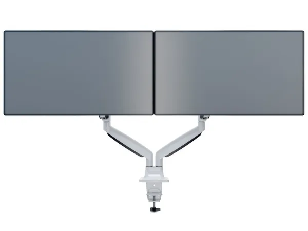 Multibrackets M Deskmount Gas Spring Dual - Monteringssæt (bordmontering, 2 artikulerende arme) - for 2 LCD displays - stål, højglansaluminium - hvid - skærmstørrelse: 15