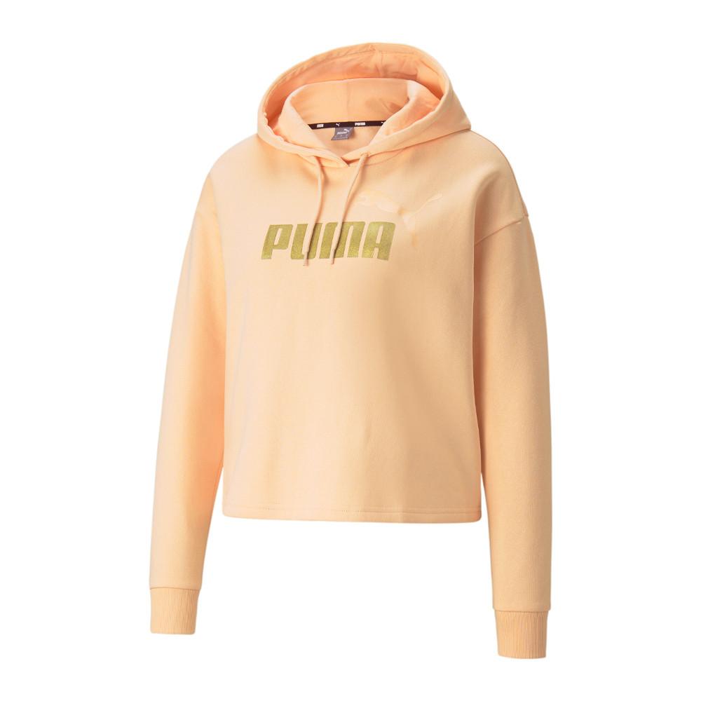 Puma Sweat à Capuche Corail Femme Puma Cropped Metallic