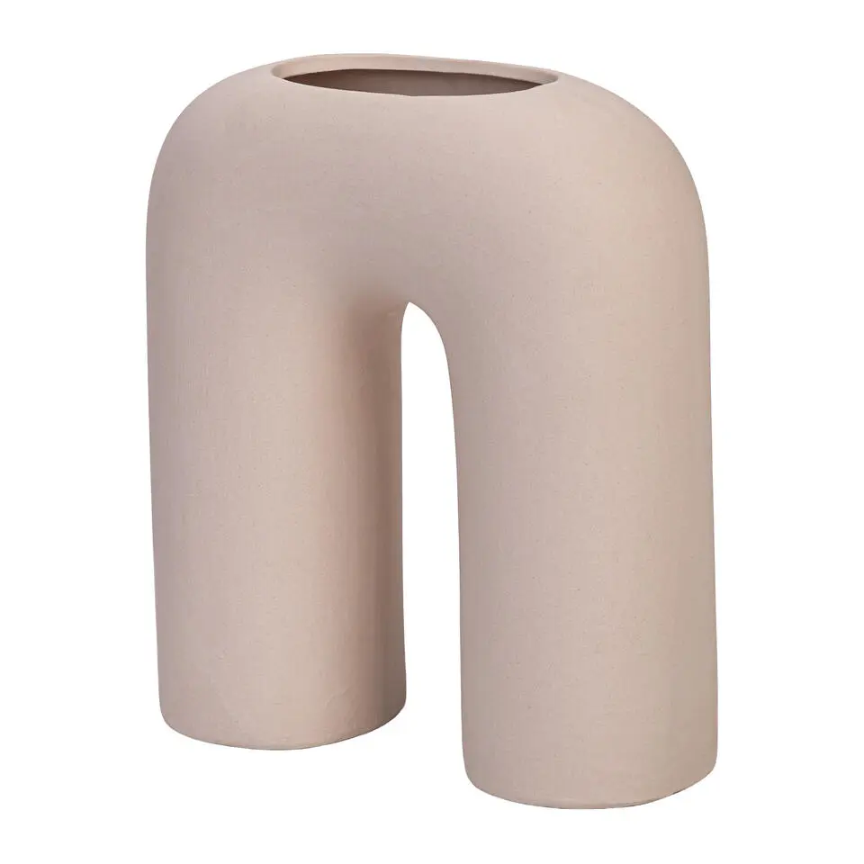 QUVIO Vaas - U vorm - Keramiek - Beige