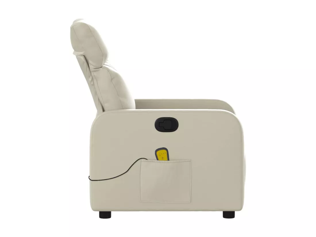 Fauteuil inclinable massant Crème Similicuir