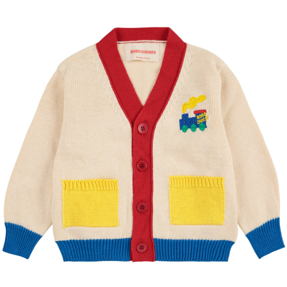 Køb Bobo Choses Offwhite Bobo Choo Choo Farve Block Cardigan