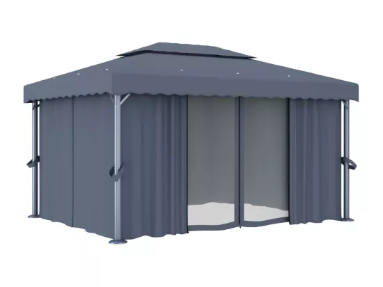 Tonnelle avec rideau 4x3 m Anthracite Aluminium