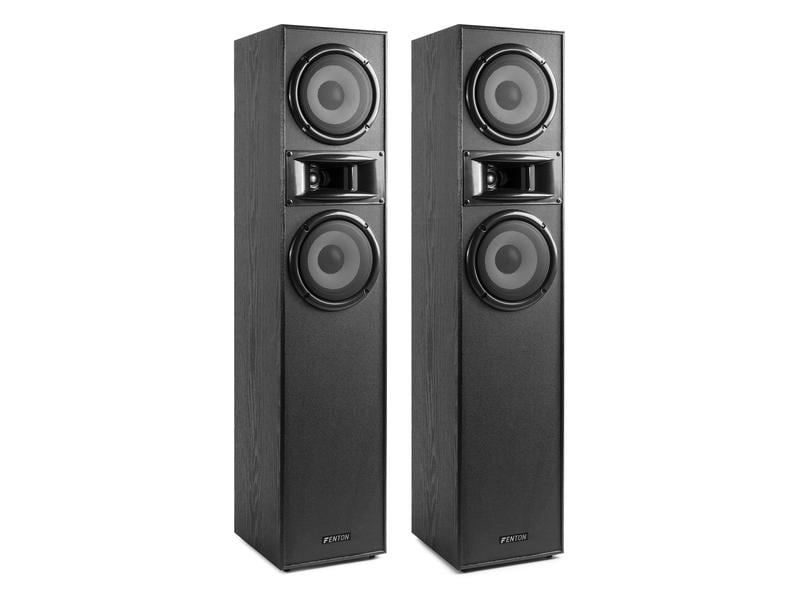Fenton Standlautsprecher Paar SHF700B Schwarz Turmlautsprecher mit maximal 400 Watt