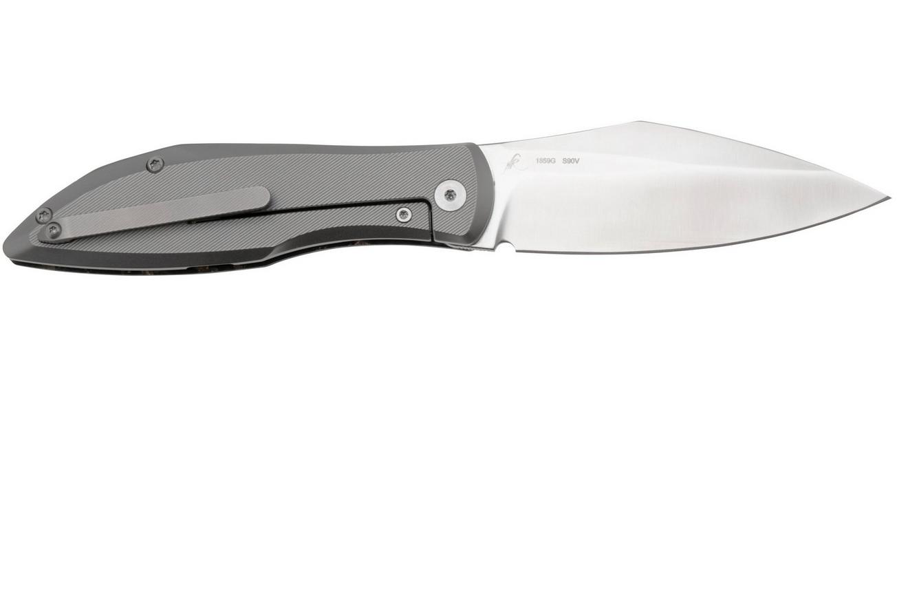 Artisan Cutlery Weyden 1859G-GCF, Sand Polished S90V, Titanium/Gold Flake Carbon Fiber zakmes, Nick Rogers design