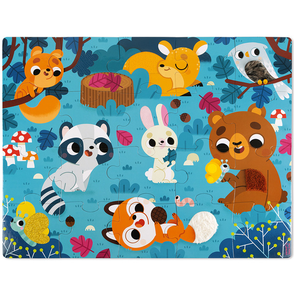 Puzzle tactile 20 pièces les animaux de la forêt