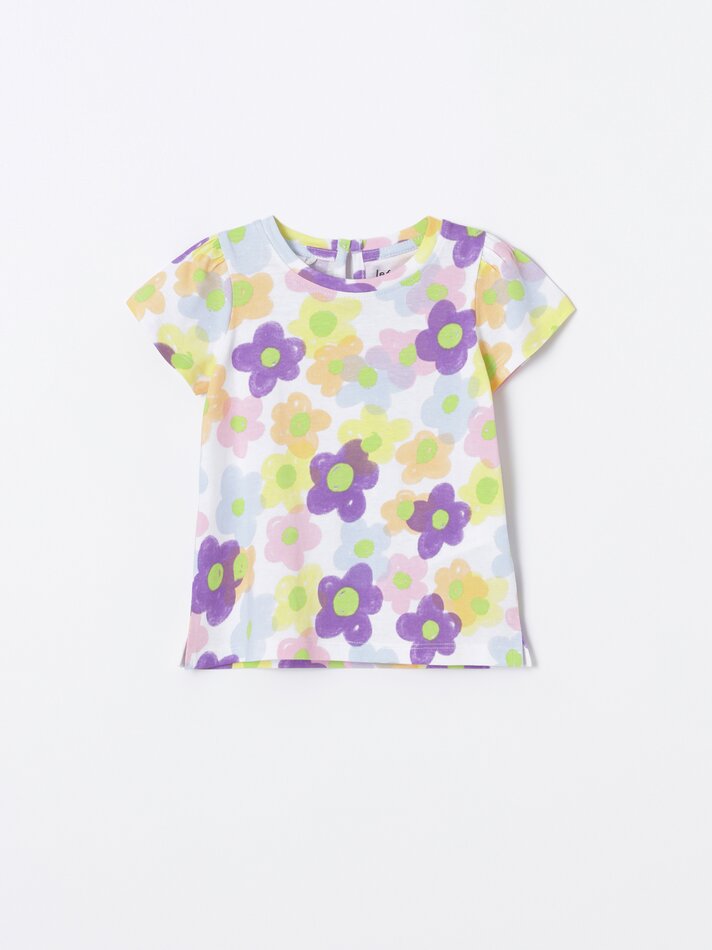 Conjunto de camiseta e legging estampadas de duas peças - Amarelo Claro