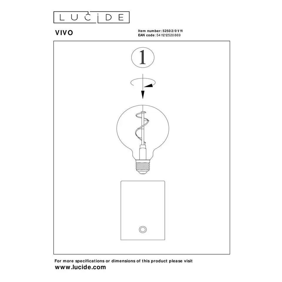 Lucide VIVO Tafellamp - Chroom