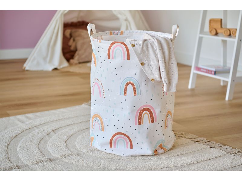 Zeller Present Wäschekorb Rainbow Canvas 38 x 48 cm Wäschesammler für Kinderzimmer