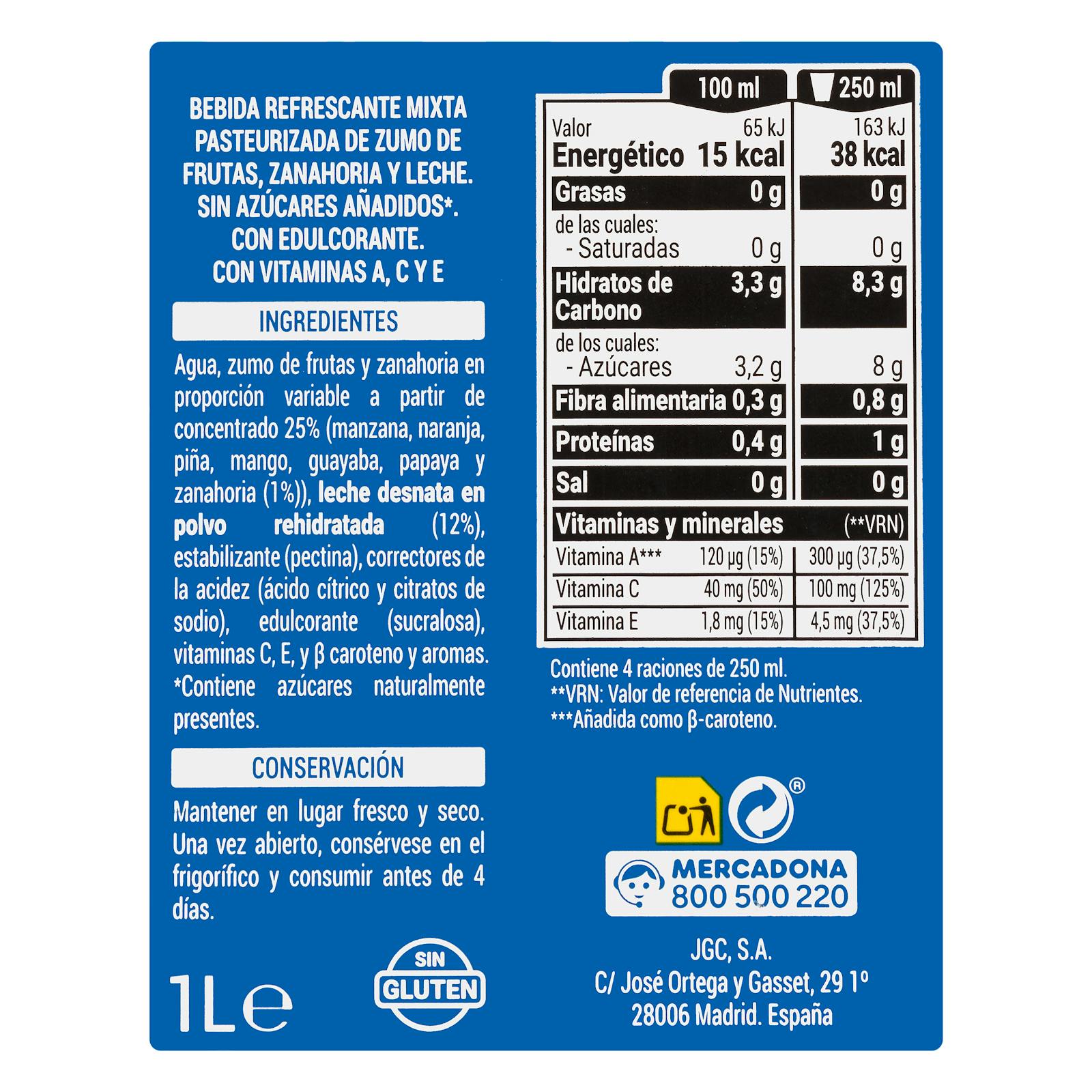 Hacendado Fruits méditerranéens + lait sans sucres ajoutés