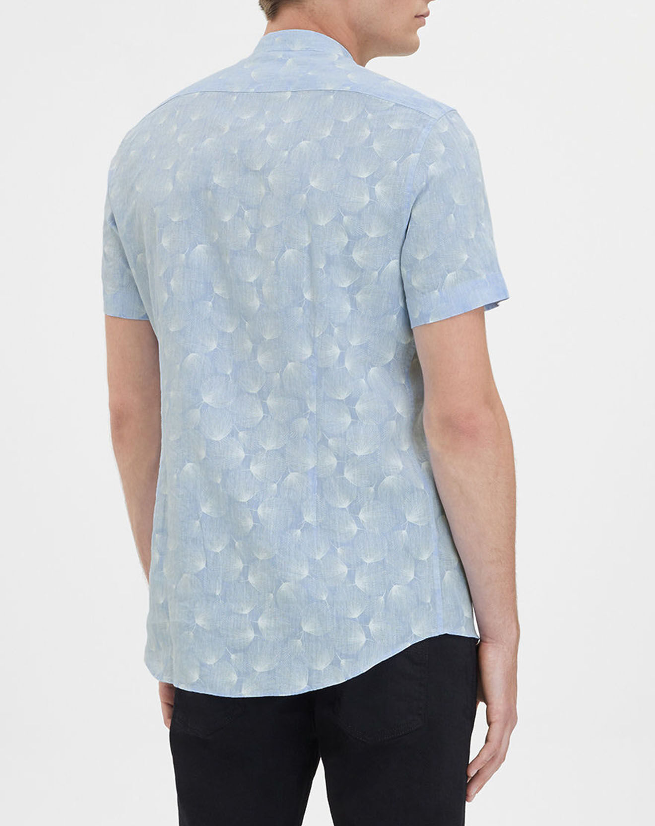 Calvin Klein Chemise slim 100% Lin imprimée Flow bleu clair