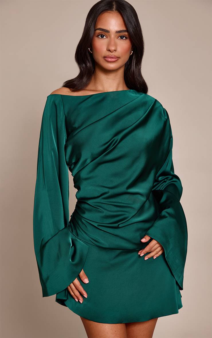 Vert Olive Foncé Robe Courte Ajustée Tissée À Épaules Dénudées Petite Taille