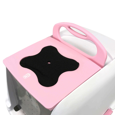 Catit Katzentoilette gross mit Abdeckung pink/weiss/grau