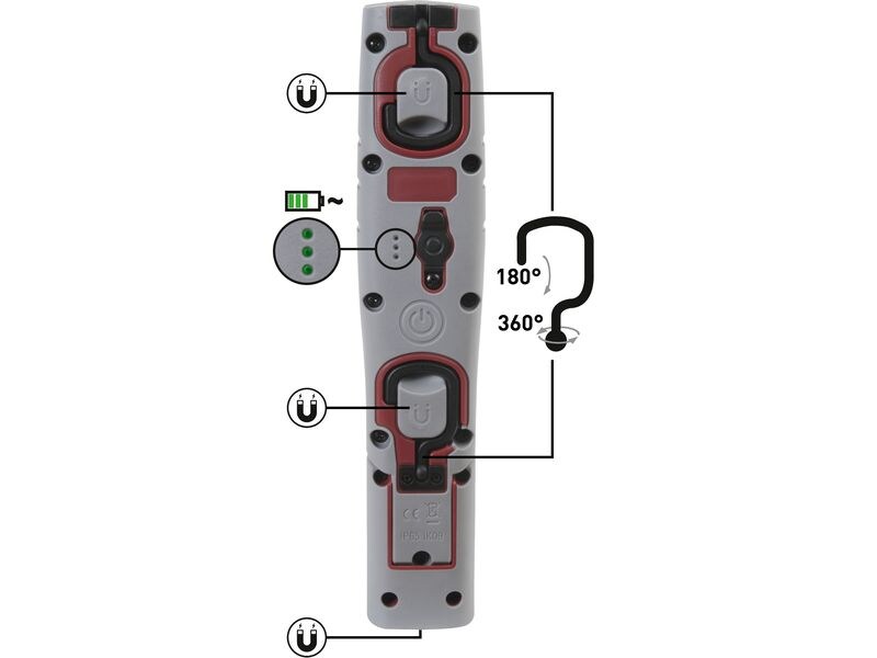 Kraftwerk Handlampe Inspection 700, wiederaufladbar, 3.7 V, Leistungsstarke Handleuchte mit flexibler 180° klappbarer Lichtrichtung
