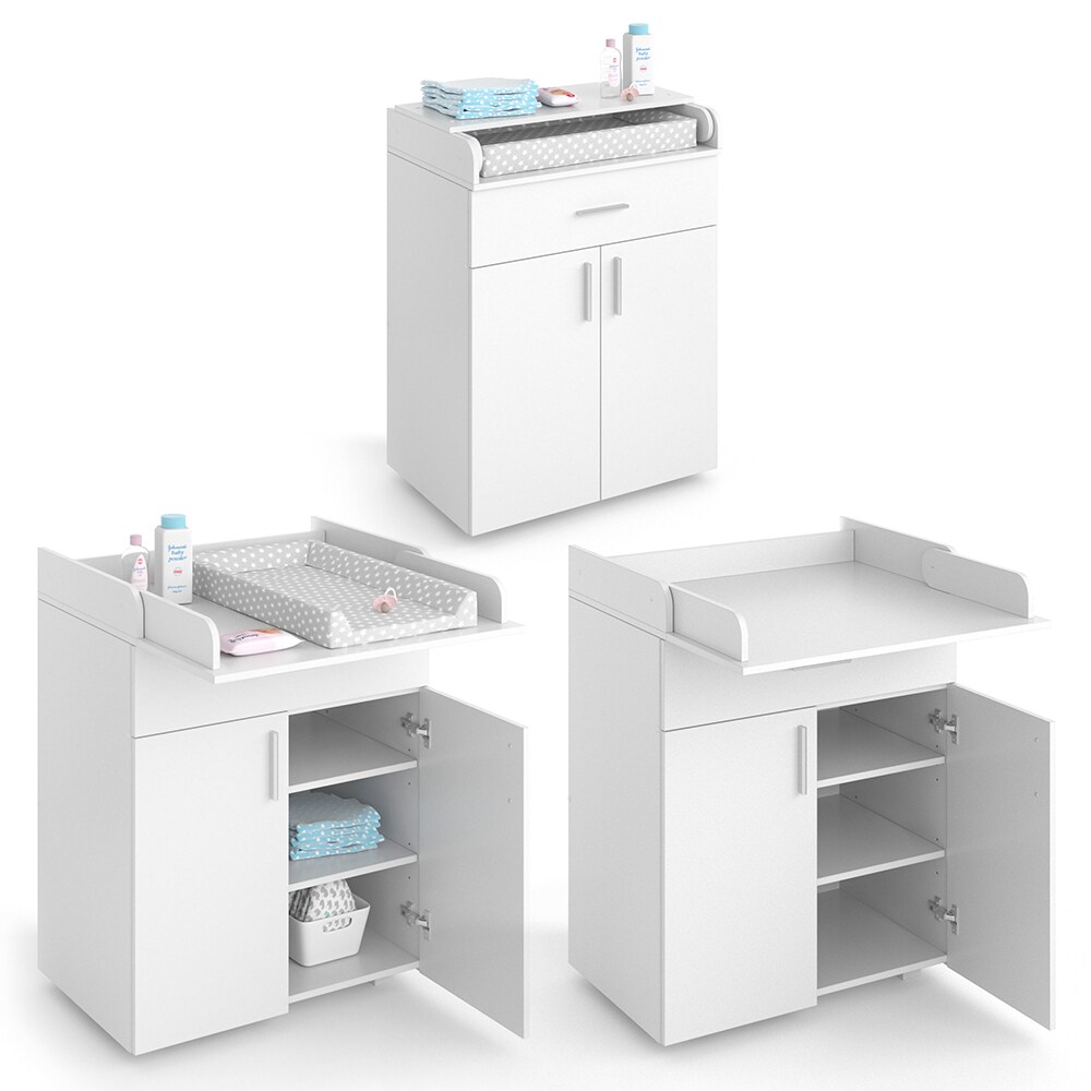 Vicco Wickeltisch Wickelkommode Wickelschrank Lena Weiß Wickelaufsatz Schublade