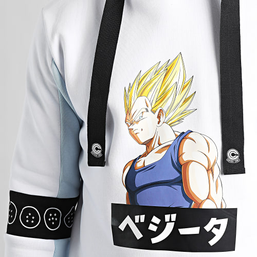 Sweat Capuche Saiyan Vegeta Blanc Bleu Ciel