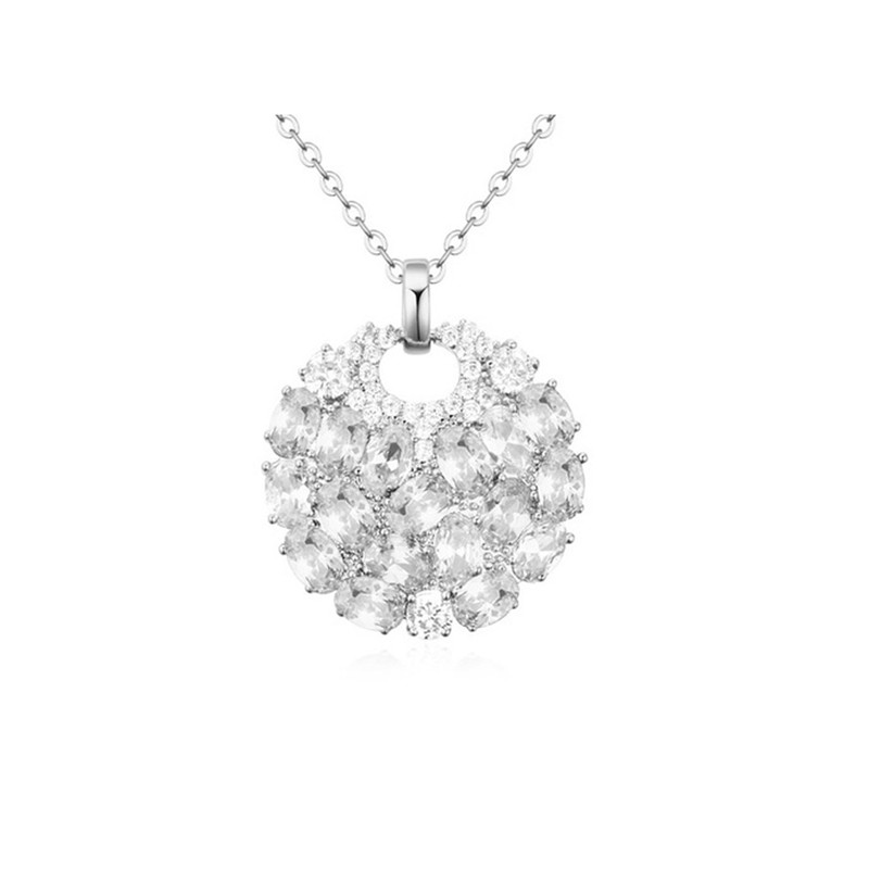 Collier Plaqué Rhodium et Cubic Zirconia Blanc