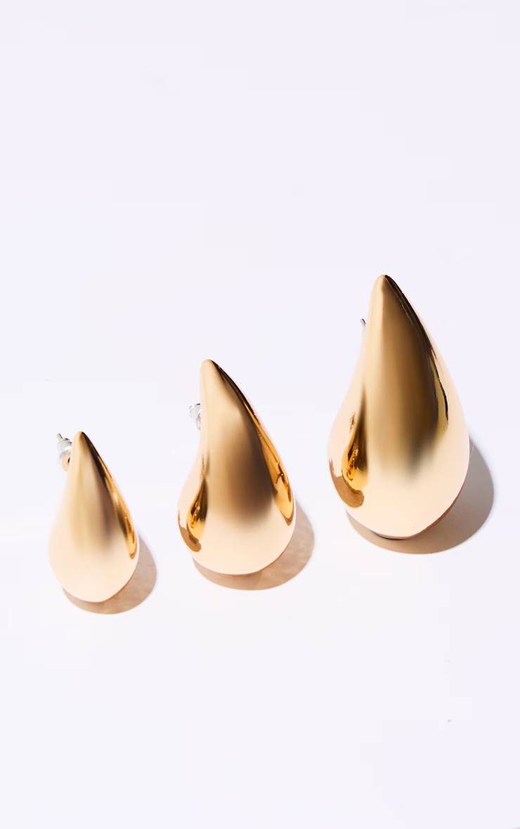 Doré Lot De Boucles D'oreilles Clous Goutte D'eau