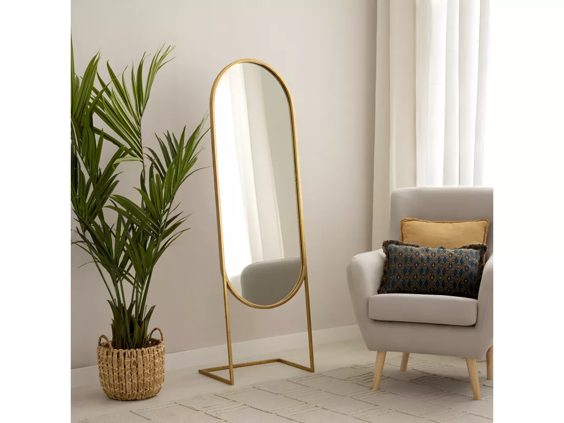 Miroir sur pied métal 165 cm x 51,5 cm-Loen