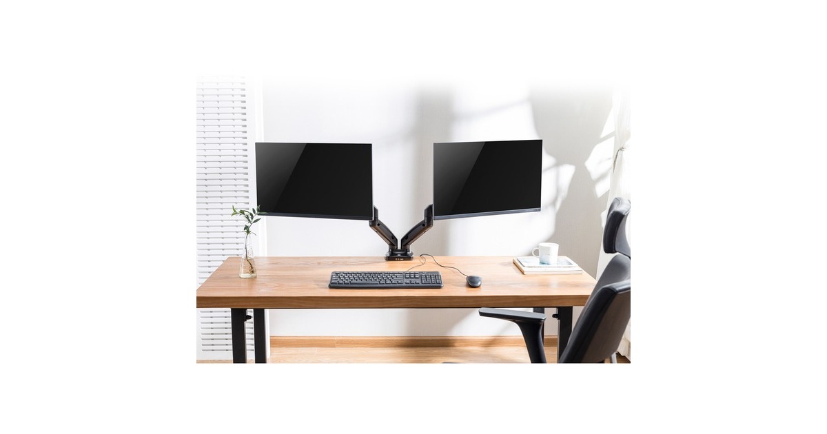 ACT ConnectivityMonitorarm office met gasveer, 2 schermen  (Zwart)